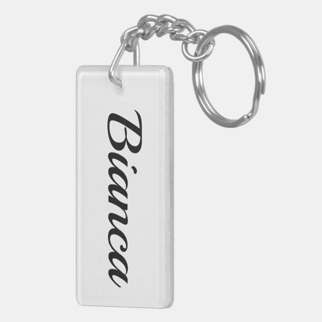 first name Bianca black and white Key Ring (Back Right)