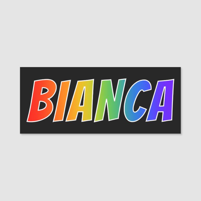 First Name "BIANCA": Fun Rainbow Colouring Tag (Front)
