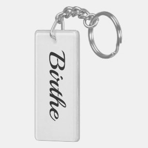 first name Birthe black white Key Ring