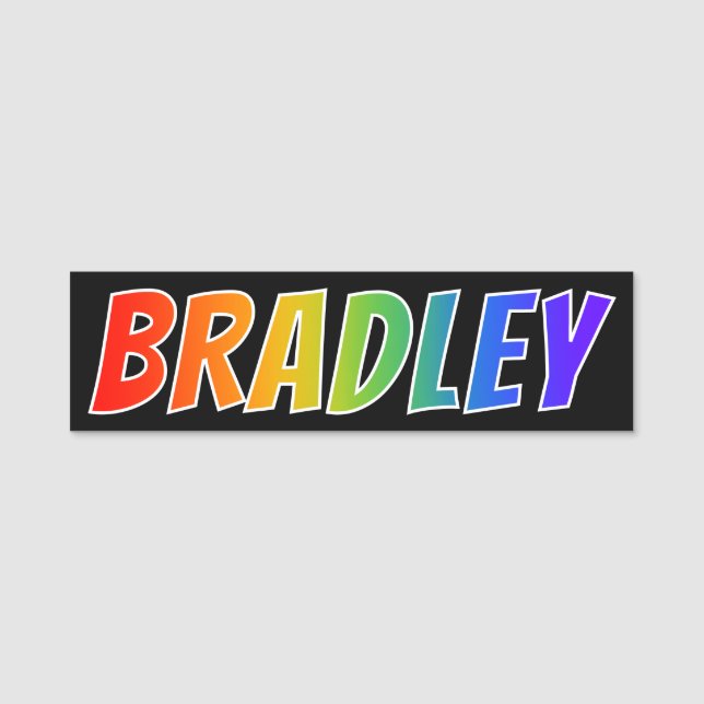 First Name "BRADLEY": Fun Rainbow Colouring Tag (Front)