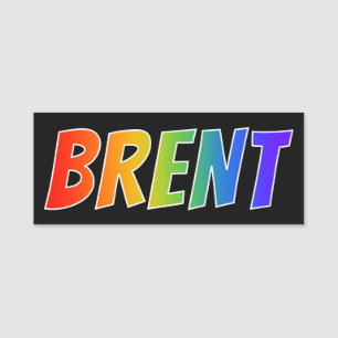 First Name "BRENT": Fun Rainbow Colouring Name Tag