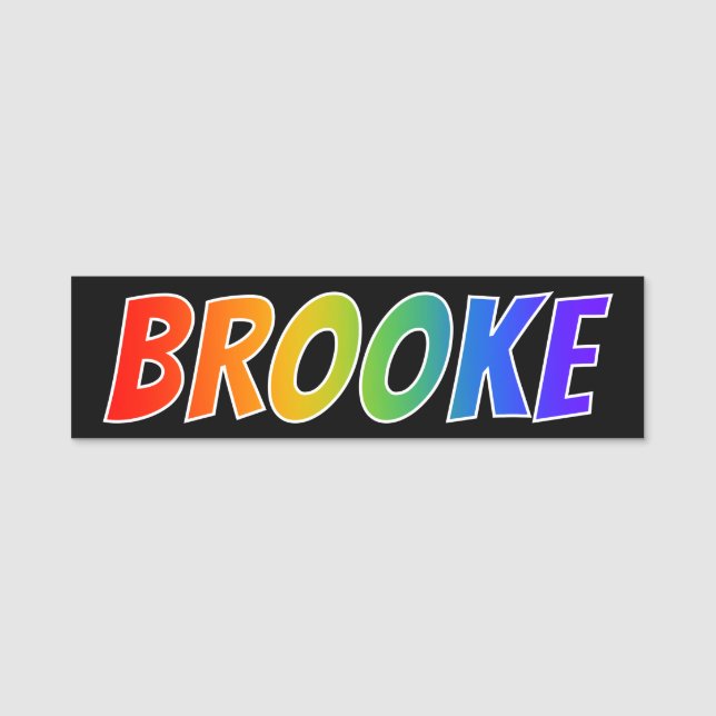 First Name "BROOKE": Fun Rainbow Colouring Tag (Front)