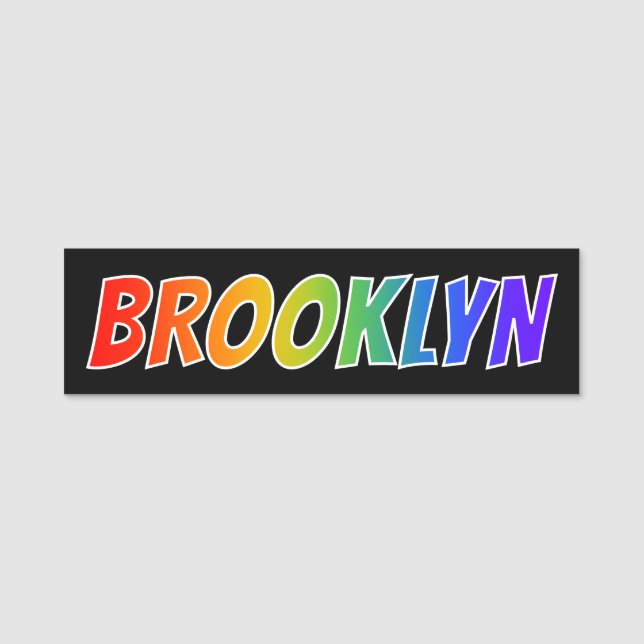 First Name "BROOKLYN": Fun Rainbow Colouring Tag (Front)