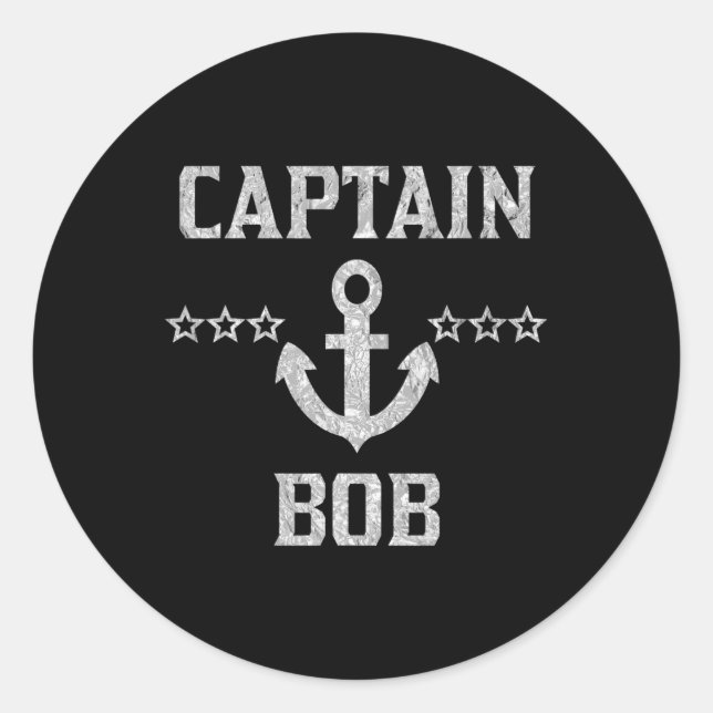First Name Captain Bob Shirt Silver Personalised B Classic Round Sticker (Front)