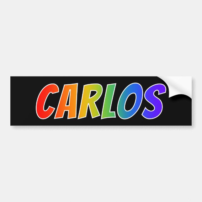First Name "CARLOS": Fun Rainbow Colouring Bumper Sticker (Front)