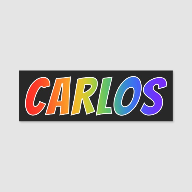 First Name "CARLOS": Fun Rainbow Colouring Tag (Front)
