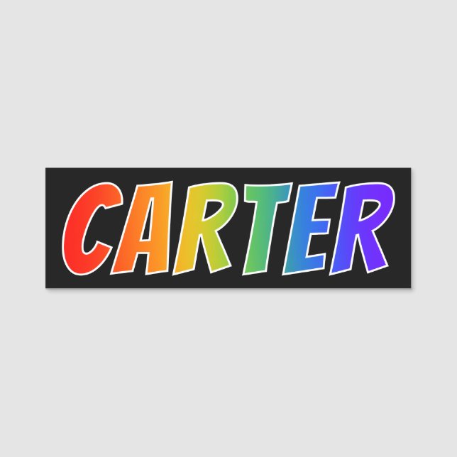First Name "CARTER": Fun Rainbow Colouring Tag (Front)