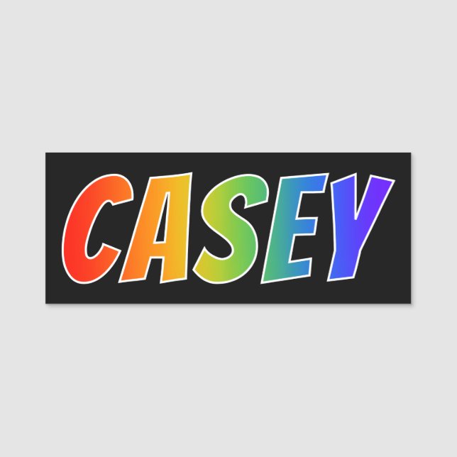 First Name "CASEY": Fun Rainbow Colouring Tag (Front)