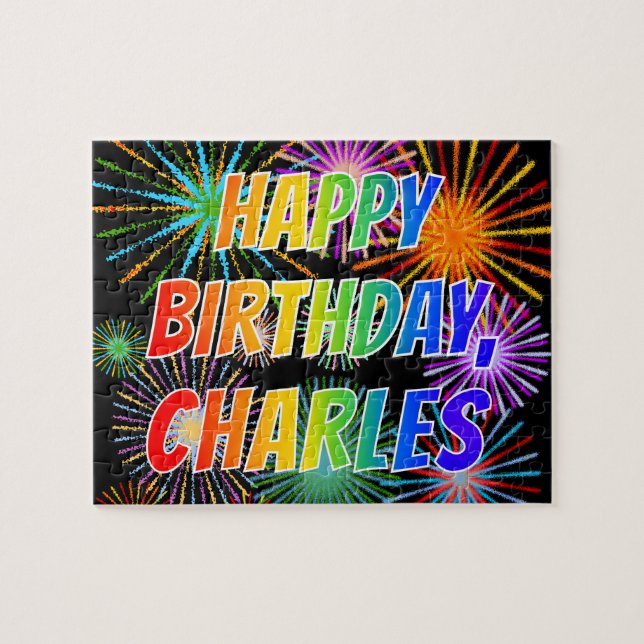 First Name "CHARLES", Fun "HAPPY BIRTHDAY" Jigsaw Puzzle (Horizontal)