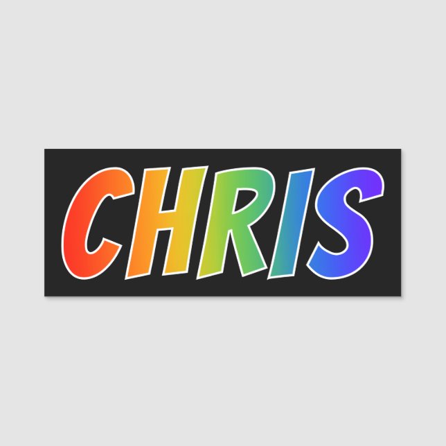First Name "CHRIS": Fun Rainbow Colouring Tag (Front)