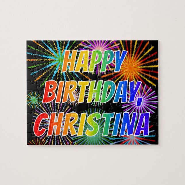 First Name "CHRISTINA", Fun "HAPPY BIRTHDAY" Jigsaw Puzzle (Horizontal)