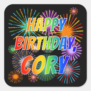 First Name "CORY", Fun "HAPPY BIRTHDAY" Square Sticker