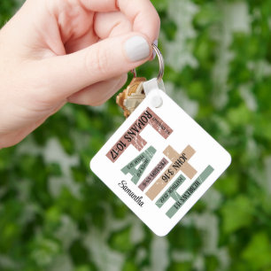First Name Cute Colourful Bible Verses Typography Key Ring