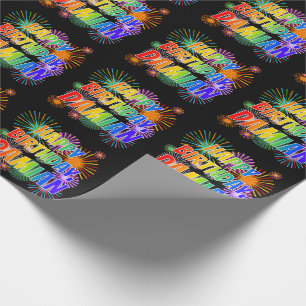 First Name "DAMIAN", Fun "HAPPY BIRTHDAY" Wrapping Paper