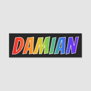 First Name "DAMIAN": Fun Rainbow Colouring Tag