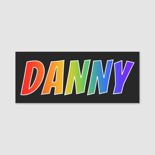 First Name "DANNY": Fun Rainbow Colouring Tag (Front)
