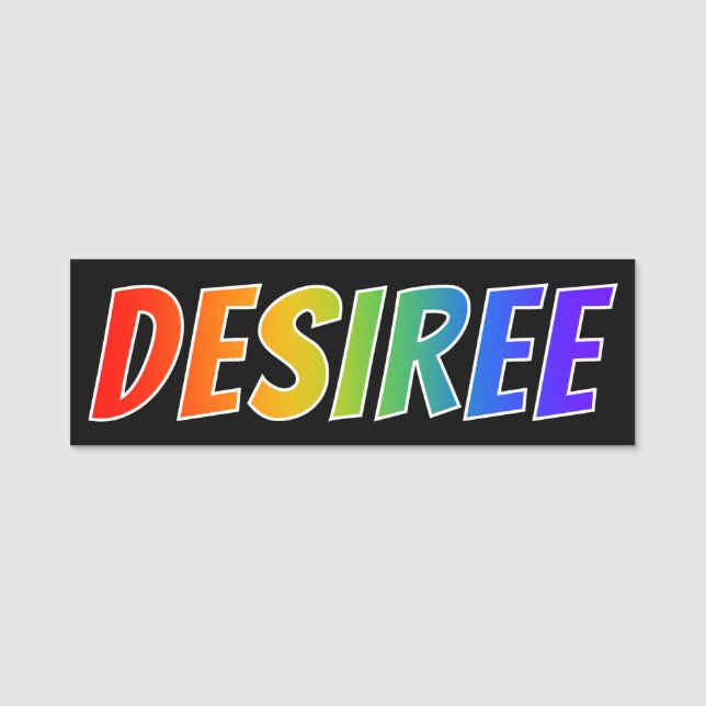 First Name "DESIREE": Fun Rainbow Colouring Tag (Front)
