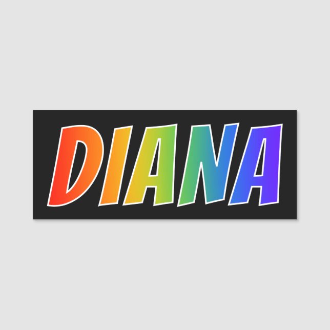 First Name "DIANA": Fun Rainbow Colouring Tag (Front)