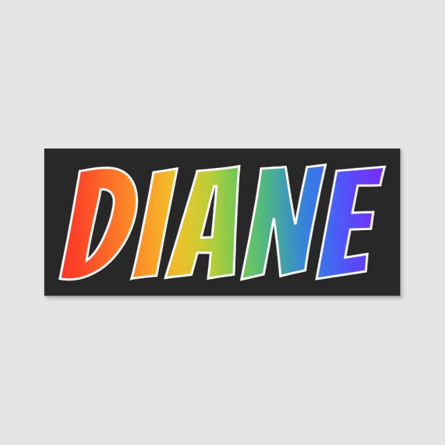 First Name "DIANE": Fun Rainbow Colouring Tag (Front)