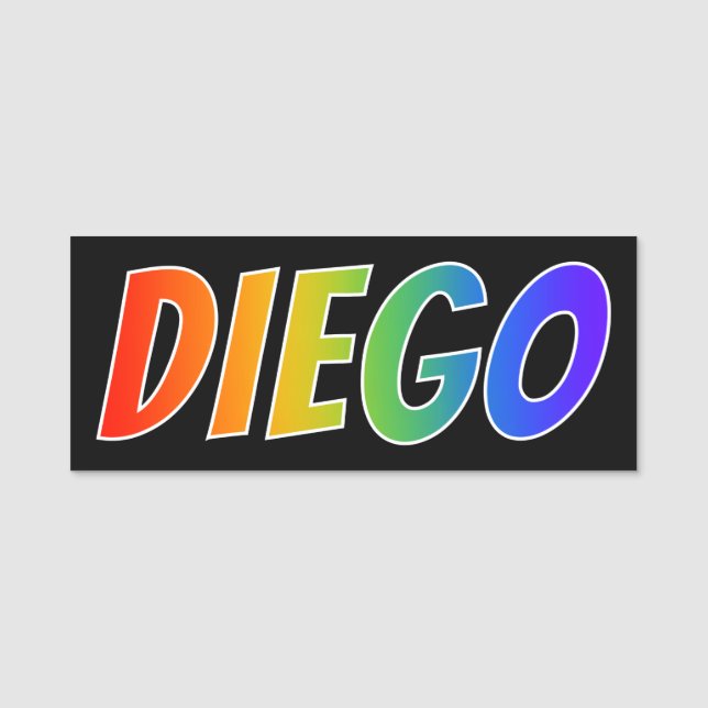 First Name "DIEGO": Fun Rainbow Colouring Tag (Front)