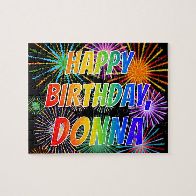 First Name "DONNA", Fun "HAPPY BIRTHDAY" Jigsaw Puzzle (Horizontal)