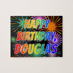 First Name "DOUGLAS", Fun "HAPPY BIRTHDAY" Jigsaw Puzzle
