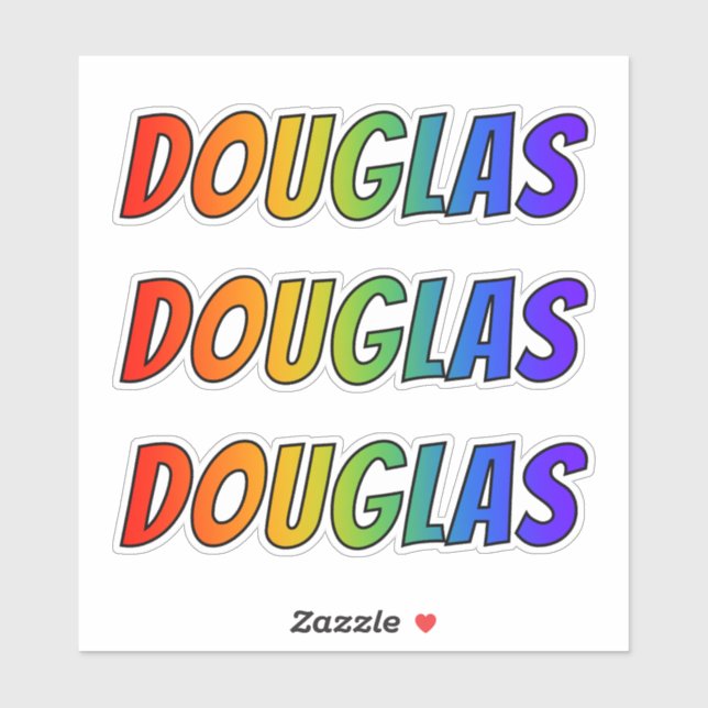 First Name "DOUGLAS" w/ Fun Rainbow Colouring (Sheet)