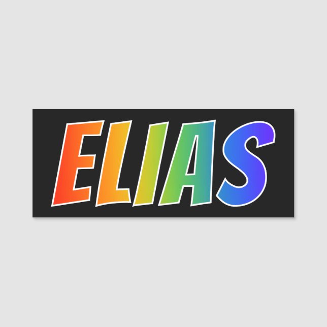 First Name "ELIAS": Fun Rainbow Colouring Tag (Front)