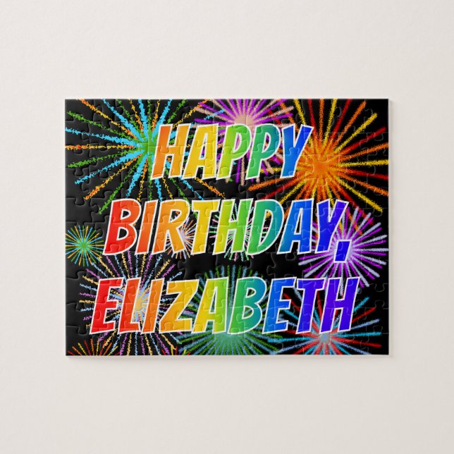 First Name "ELIZABETH", Fun "HAPPY BIRTHDAY" Jigsaw Puzzle (Horizontal)