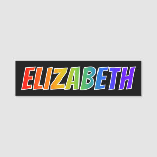 First Name "ELIZABETH": Fun Rainbow Colouring Tag