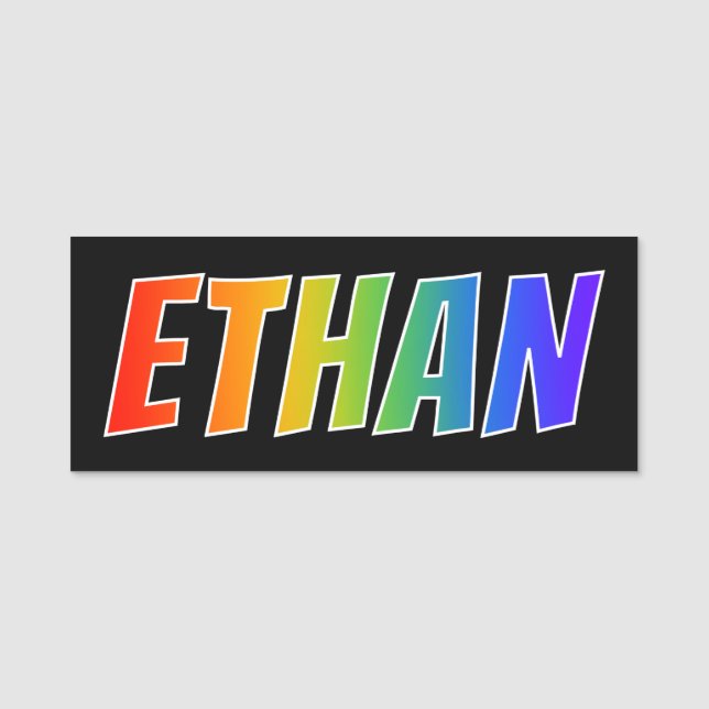 First Name "ETHAN": Fun Rainbow Colouring Tag (Front)
