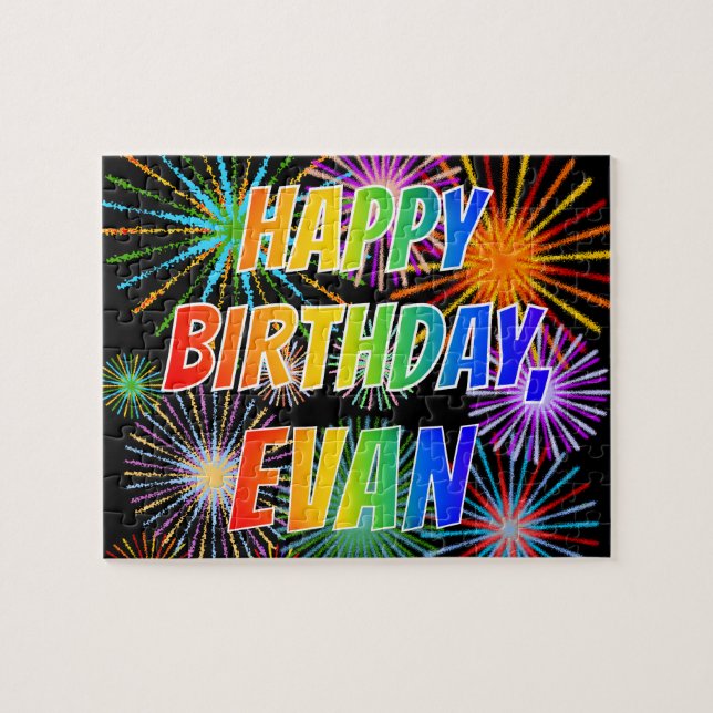 First Name "EVAN", Fun "HAPPY BIRTHDAY" Jigsaw Puzzle (Horizontal)