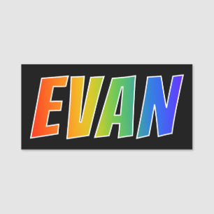 First Name "EVAN": Fun Rainbow Colouring Tag