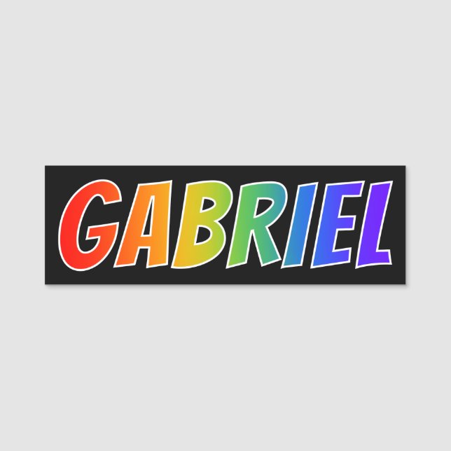 First Name "GABRIEL": Fun Rainbow Colouring Name Tag (Front)