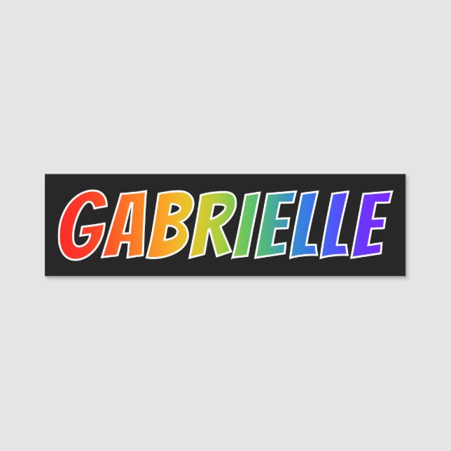 First Name "GABRIELLE": Fun Rainbow Colouring Tag (Front)