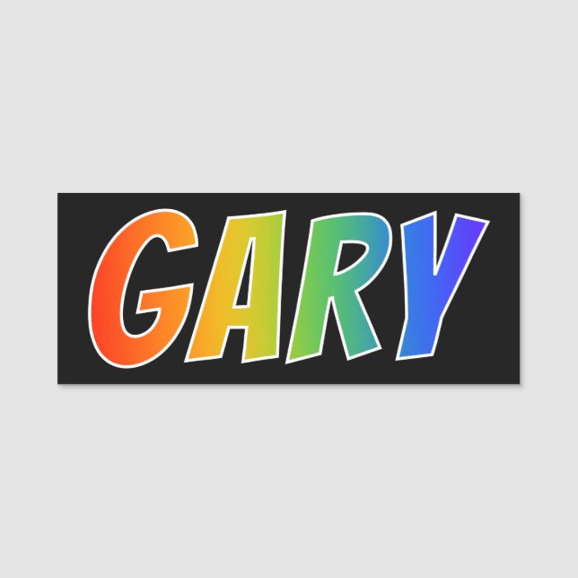 First Name "GARY": Fun Rainbow Colouring Tag (Front)