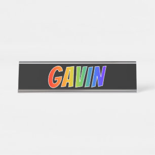 First Name "GAVIN": Fun Rainbow Colouring Desk Name Plate