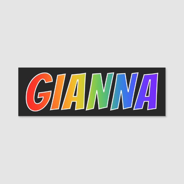 First Name "GIANNA": Fun Rainbow Colouring Name Tag (Front)