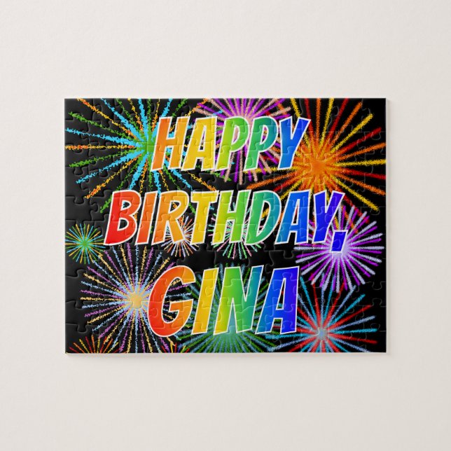 First Name "GINA", Fun "HAPPY BIRTHDAY" Jigsaw Puzzle (Horizontal)