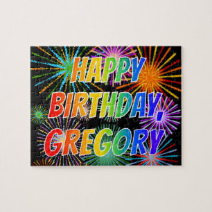 First Name "GREGORY", Fun "HAPPY BIRTHDAY" Jigsaw Puzzle