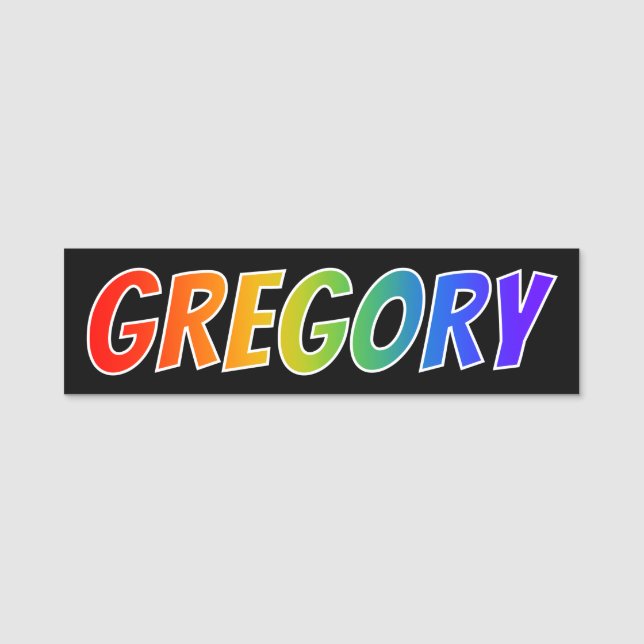 First Name "GREGORY": Fun Rainbow Colouring Tag (Front)