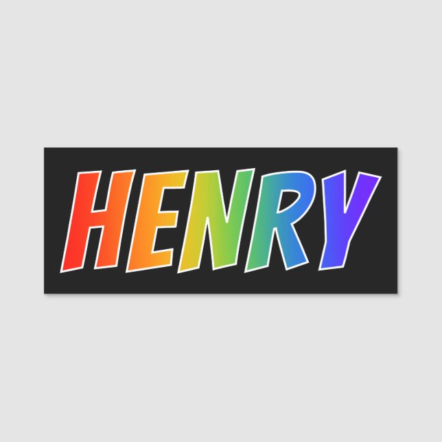First Name "HENRY": Fun Rainbow Colouring Tag (Front)