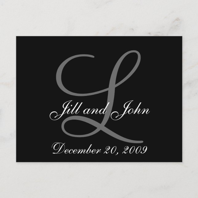 First Name Initial Monogram Save the Date Postcard (Front)