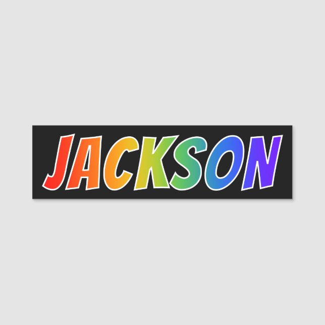 First Name "JACKSON": Fun Rainbow Colouring Tag (Front)