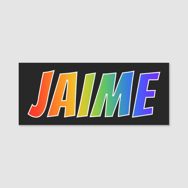 First Name "JAIME": Fun Rainbow Colouring Tag (Front)