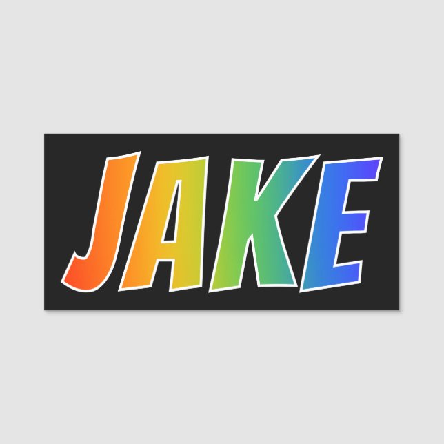 First Name "JAKE": Fun Rainbow Colouring Tag (Front)