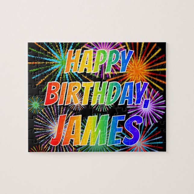 First Name "JAMES", Fun "HAPPY BIRTHDAY" Jigsaw Puzzle (Horizontal)