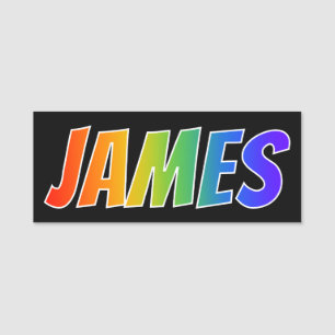 First Name "JAMES": Fun Rainbow Colouring Tag