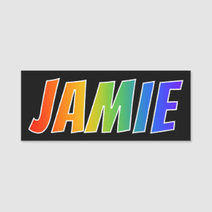 First Name "JAMIE": Fun Rainbow Colouring Name Tag