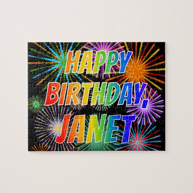 First Name "JANET", Fun "HAPPY BIRTHDAY" Jigsaw Puzzle (Horizontal)